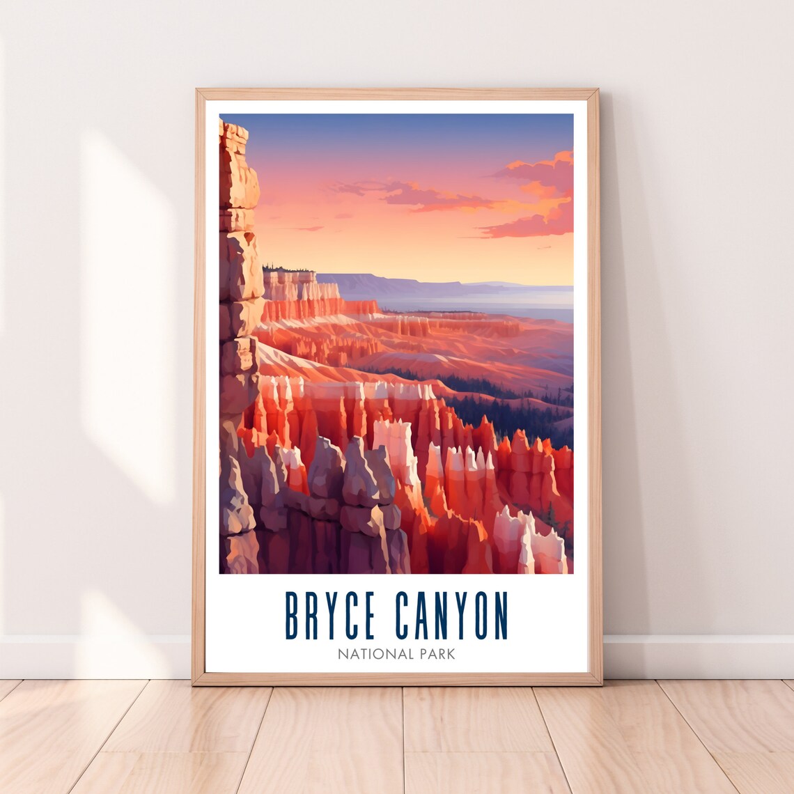 Bryce Canyon National Park Hoodoos Pink Sunset Travel Poster