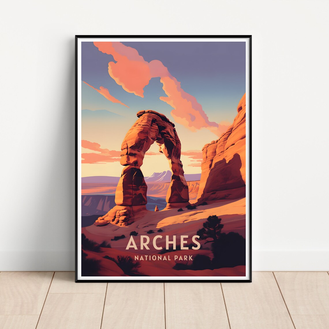 Arches National Park Travel Poster, Landscape Art Print