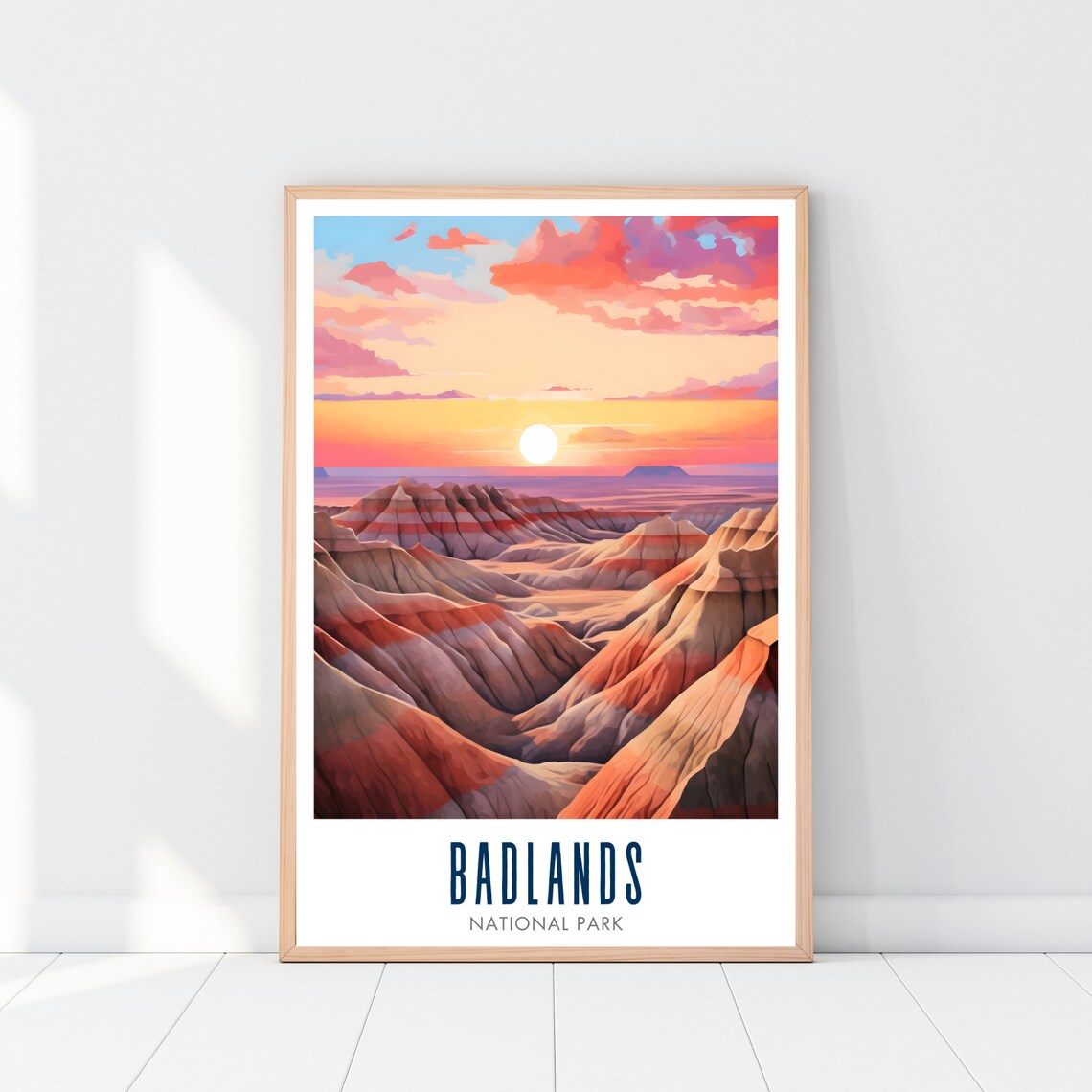 Badlands National Park Canyon Sunset Striped Hills Travel Poster - Image 2