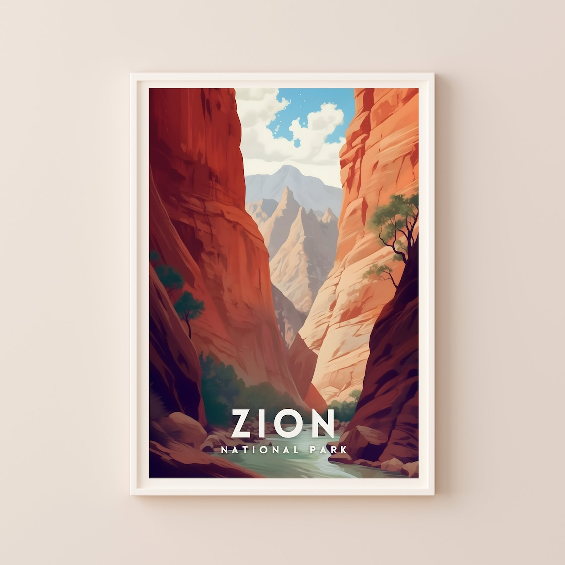 Zion National Park Travel Poster, Wall Art Print