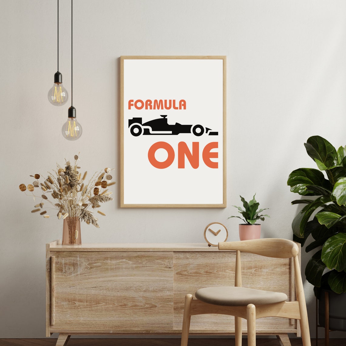 Formula One Typography Race Car Silhouette Orange Poster Art - Image 2
