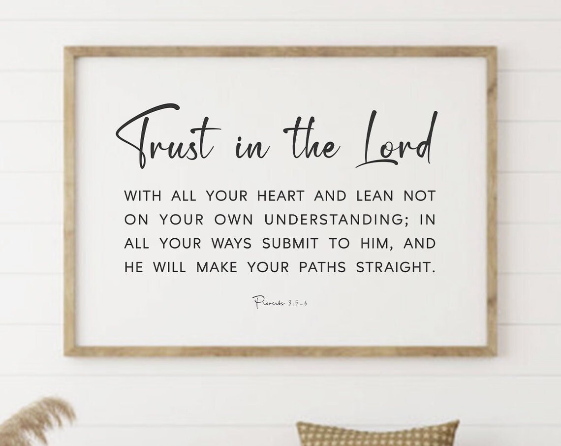 Proverbs 3:5-6 Scripture Art Print, Christian Verse