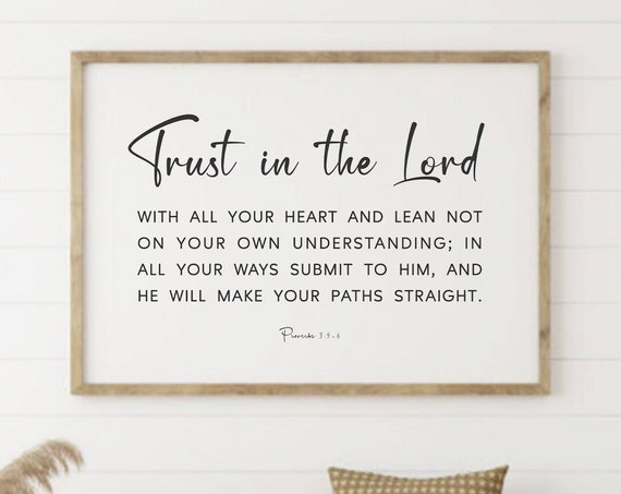 Proverbs 3:5-6 Scripture Art Print, Christian Verse