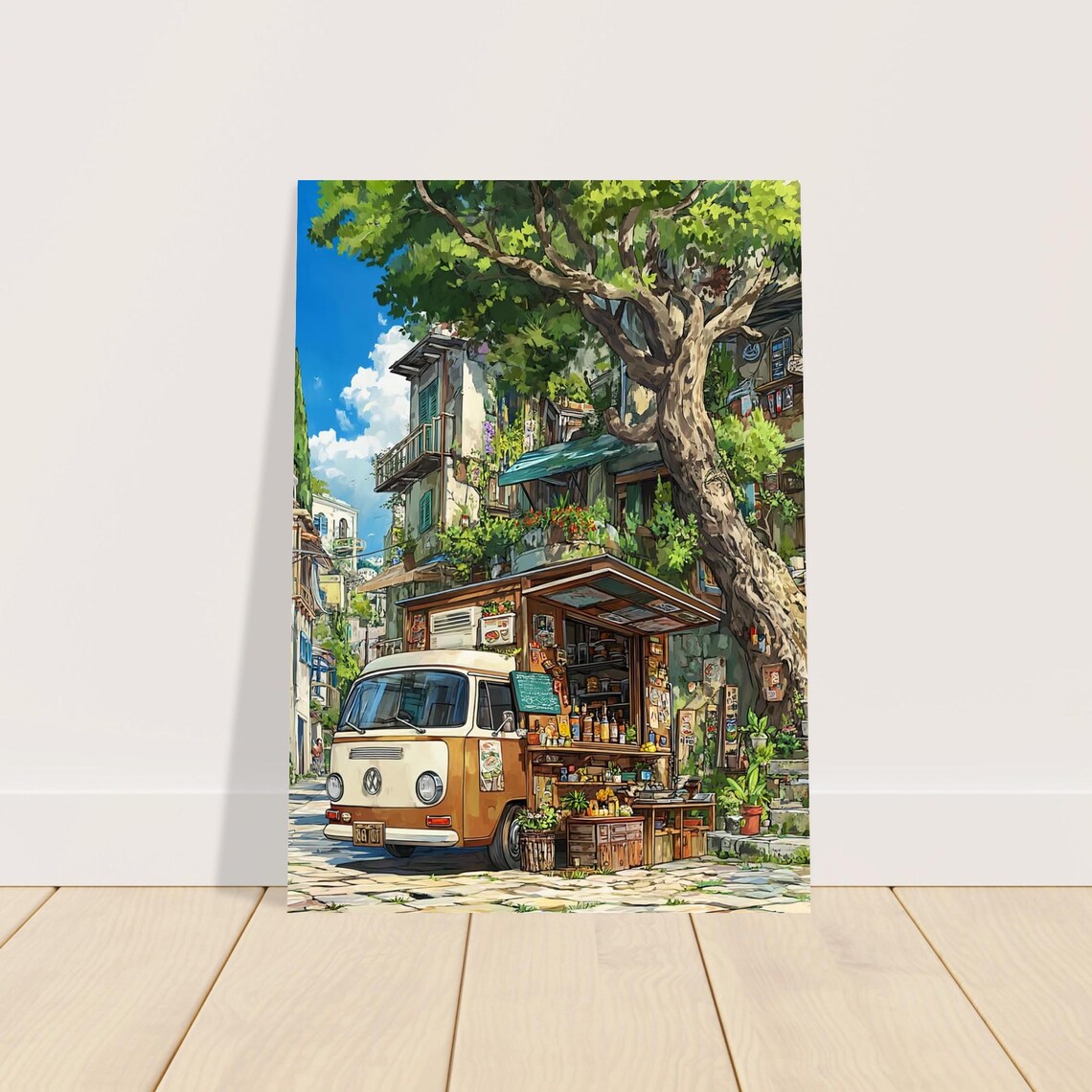 Mediterranean Street Vintage Travel Poster, Italy
