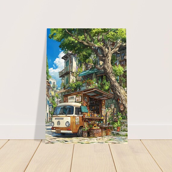 Mediterranean Street Vintage Travel Poster, Italy