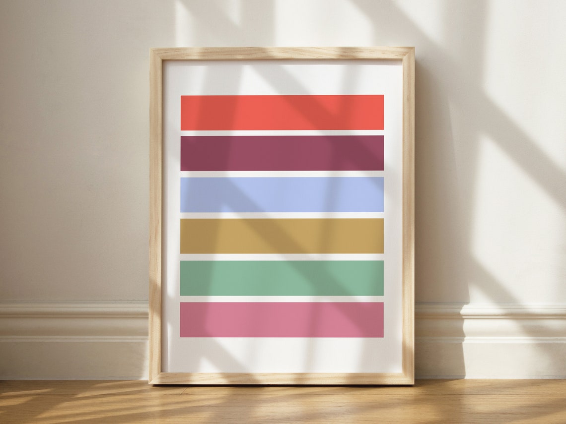 Eclectic Color Stripe Palette Abstract Print For Modern Walls