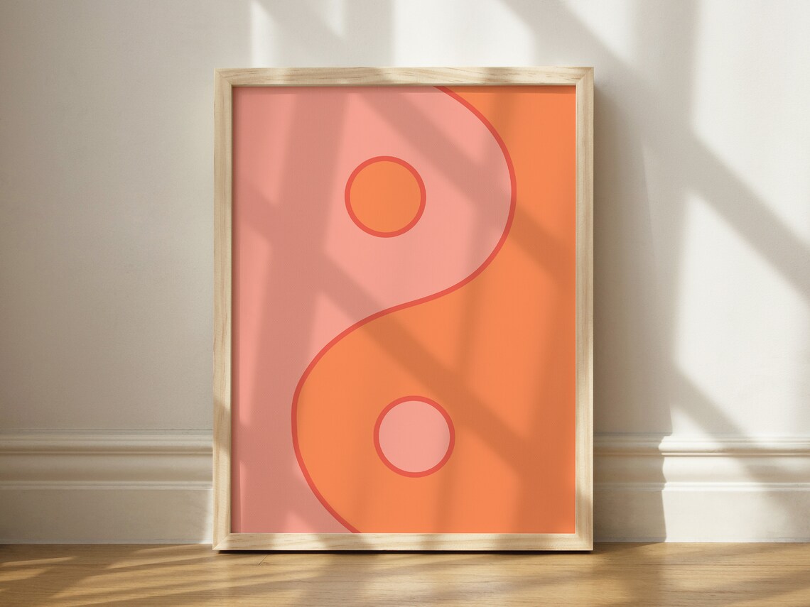 Yin Yang Illustration, Y2K Soft Color Art Print