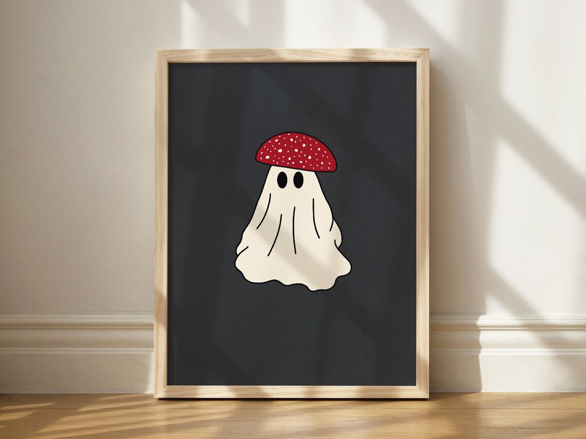 Mushroom Hat Print Decor Art Halloween Wall Fall