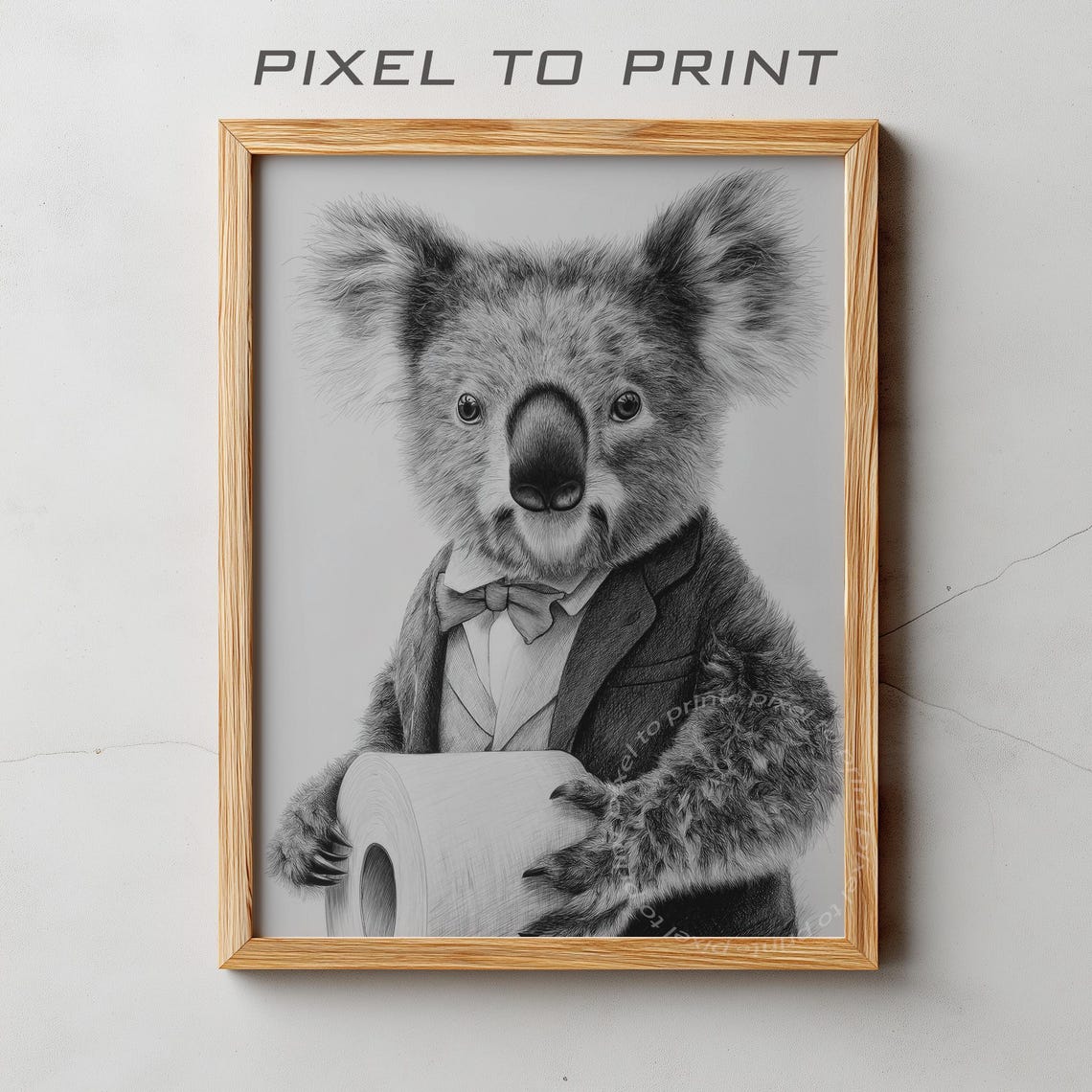 Koala Bathroom Art Dapper Koala Holding Toilet Paper Wall Poster