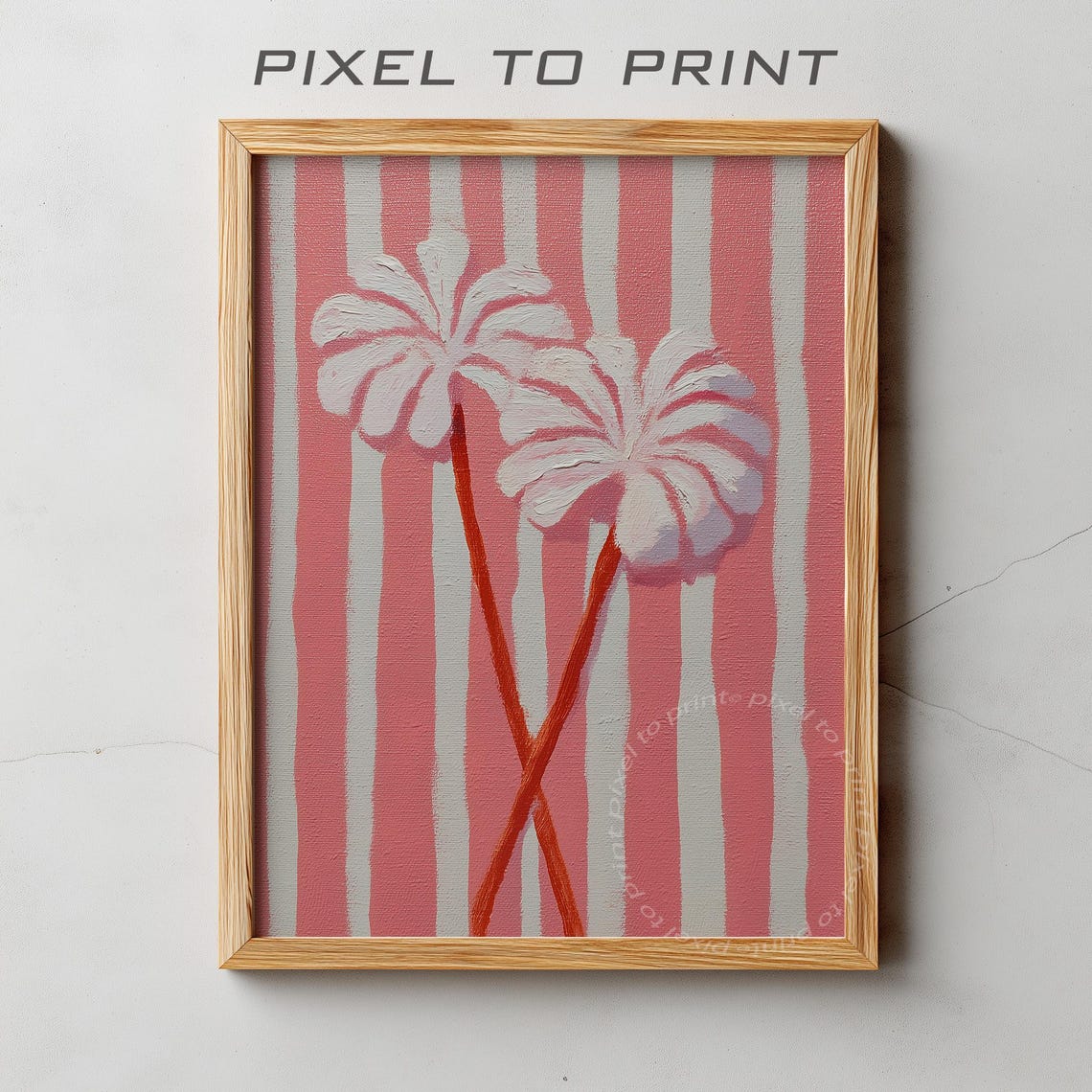 Pink Striped Palm Trees Tropical Pop Art Beach House Wall Poster