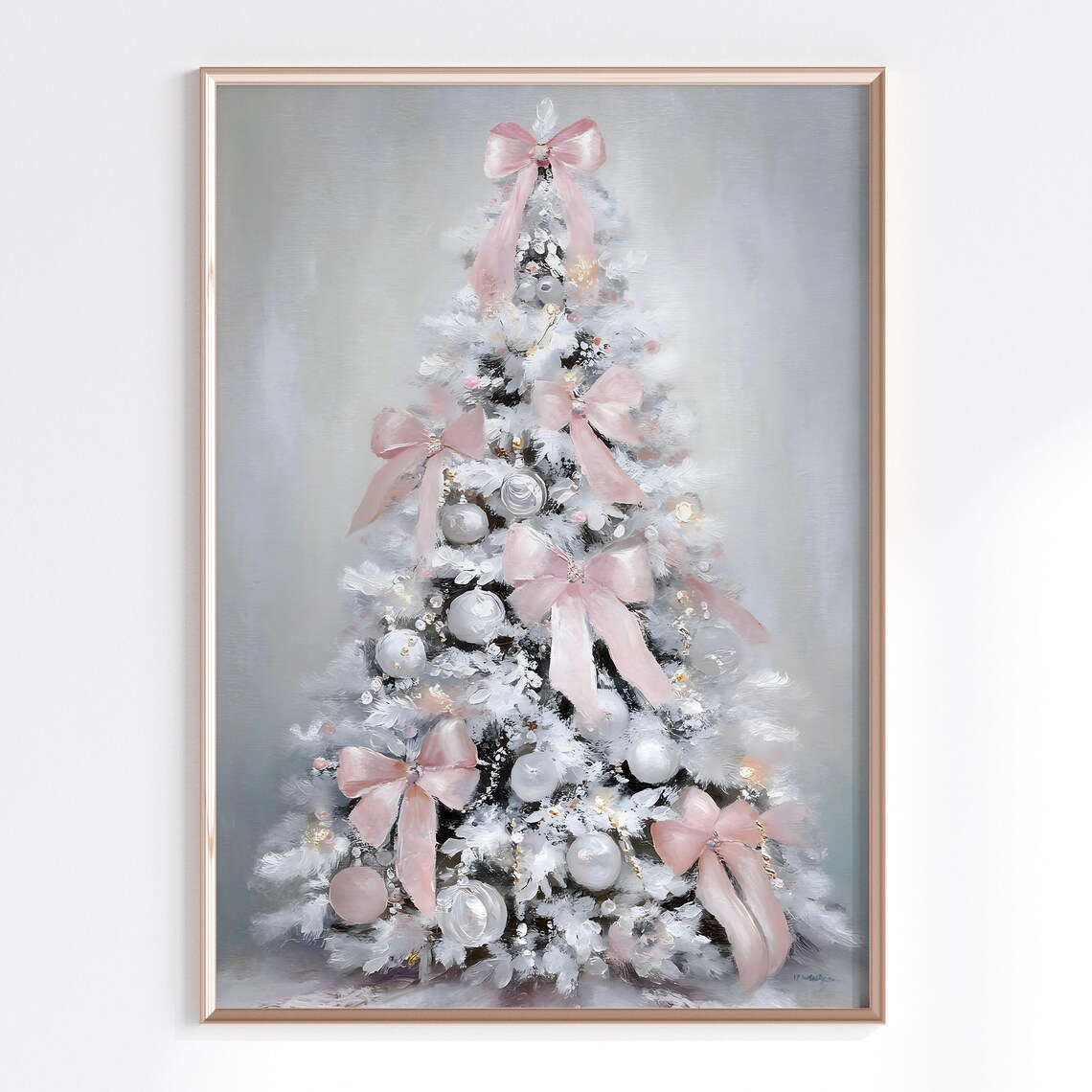 Whimsical Christmas Tree Art Print, Pastel Decor