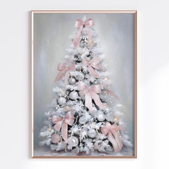 Whimsical Christmas Tree Art Print, Pastel Decor