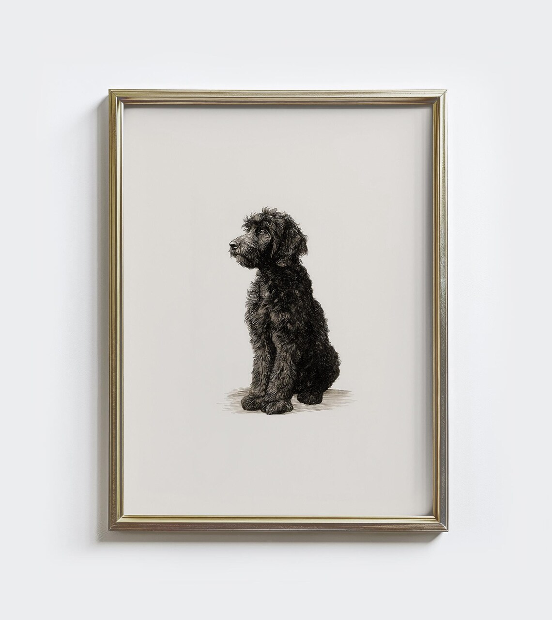 Black Labradoodle Vintage Sketch Art Print