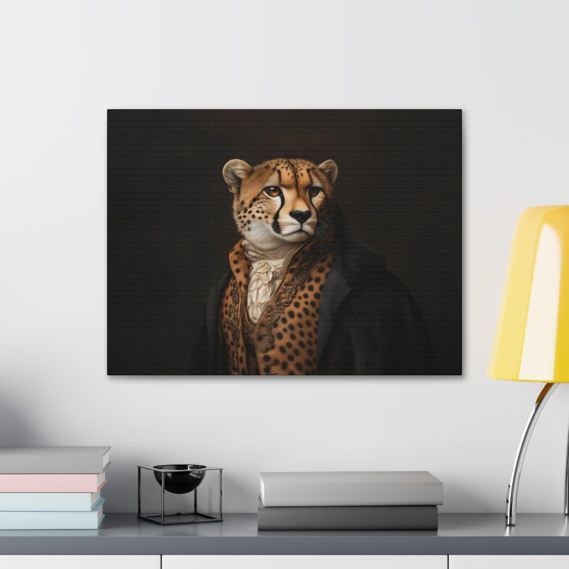 Victorian Cheetah in Spotted Waistcoat and Dark Coat Dapper Cat Art Poster - Image 2