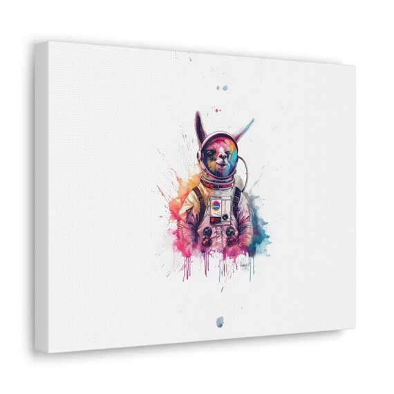 Llama Astronaut Watercolor Paint Splash Galaxy Cosmic Poster