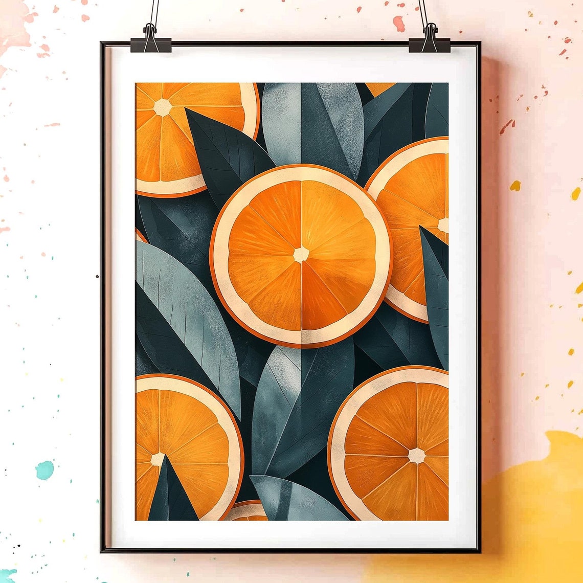Bold Orange Slice Citrus Wall Art for Modern Kitchen and Dining Decor