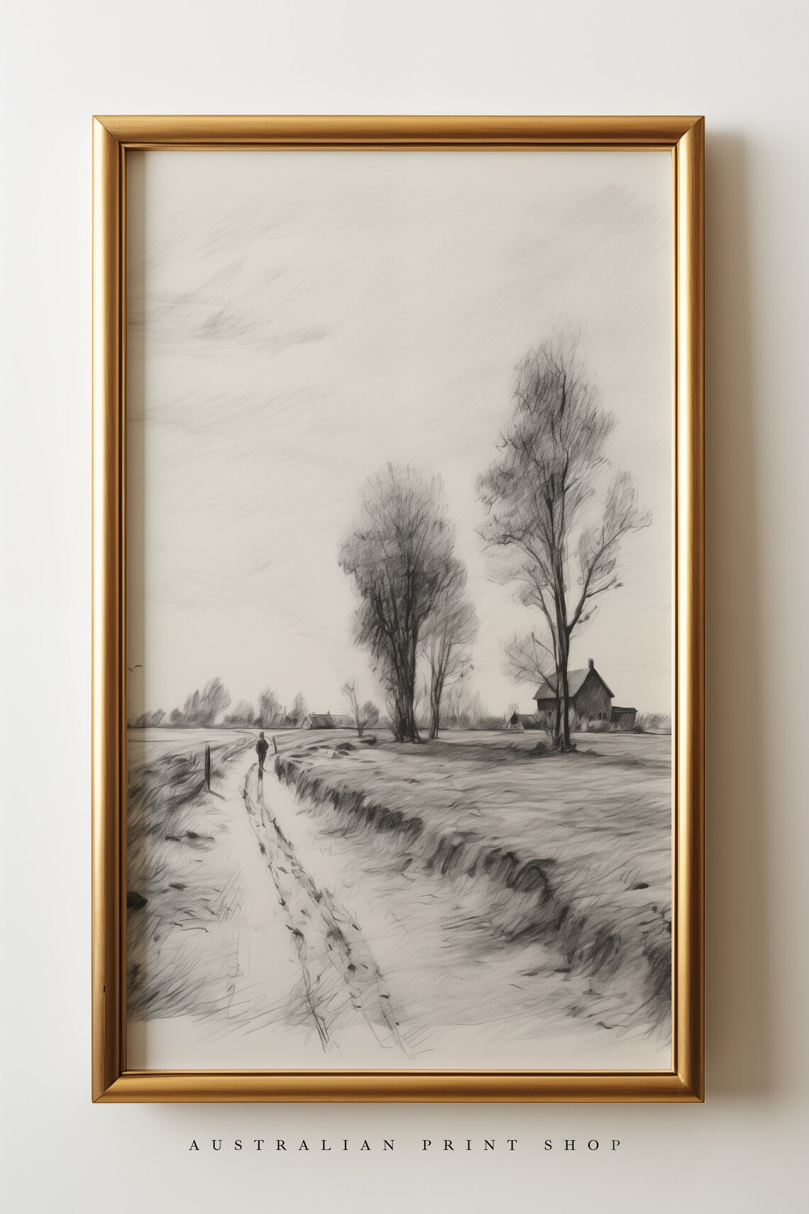 Vintage Neutral Farmhouse Sketch, Outback Australia - Image 6