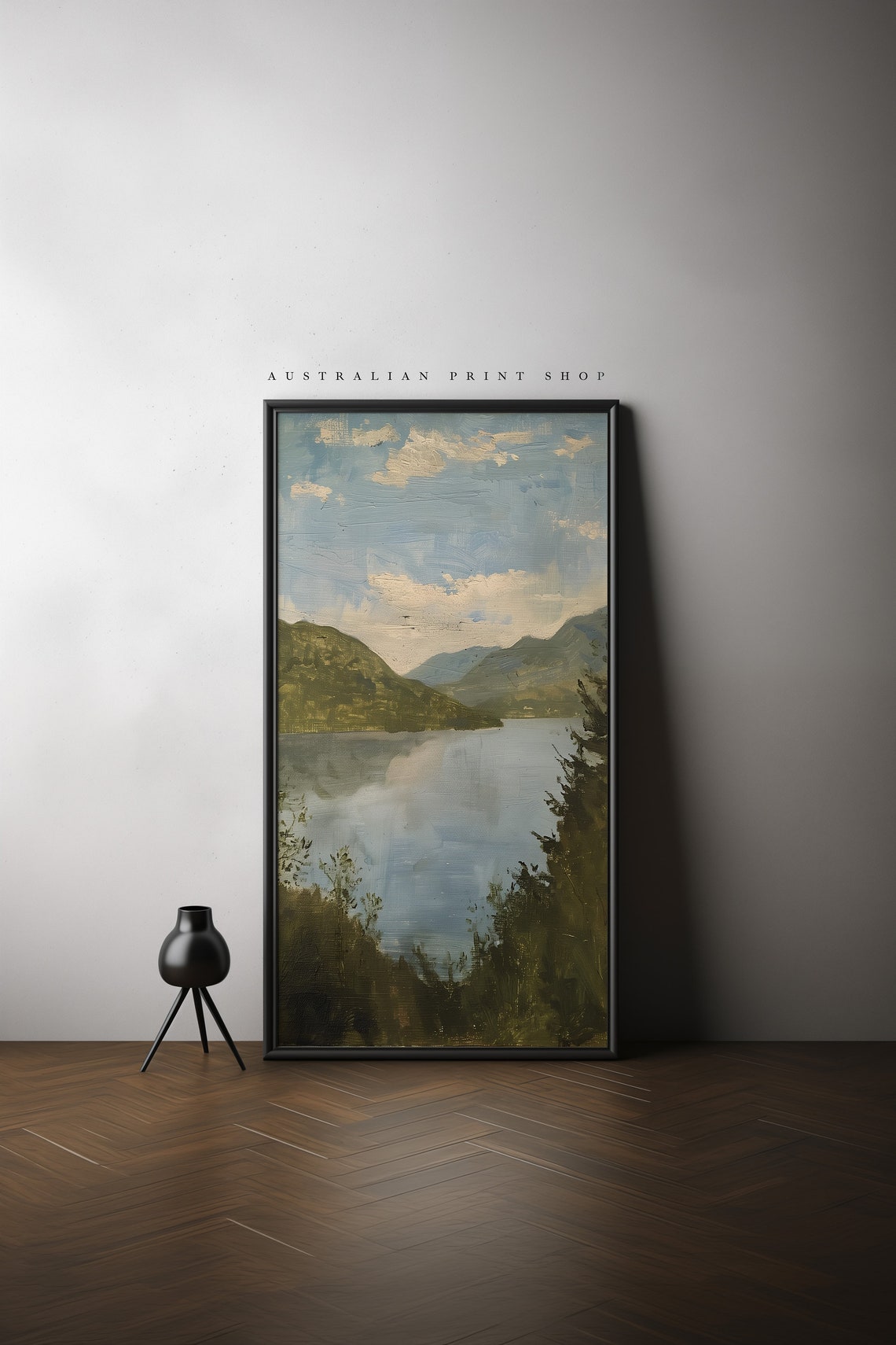 Rustic Lakeside Charm Vintage Lake Painting Antique Art Print Landscape Oil Painting For Farmhouse Decor Lake House Art - Image 4