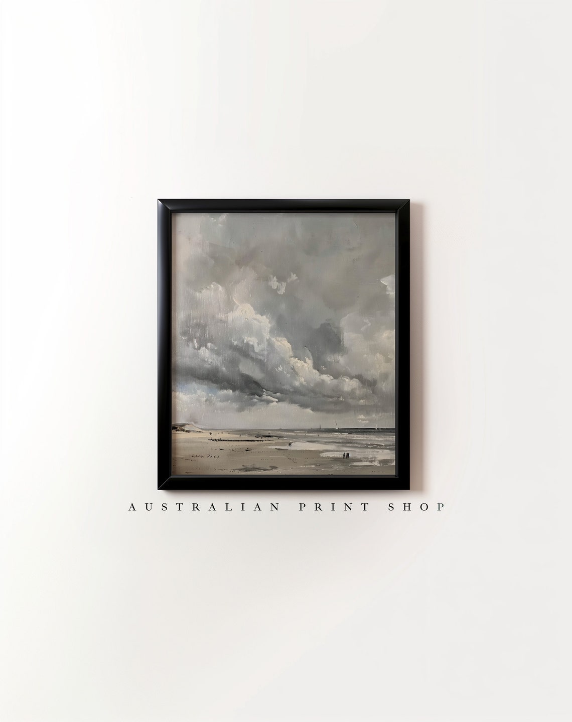 Moody Cloud Painting Soft Neutral Tones Beige Art Coastal Pastel Sky Painting Minimal Artwork Winter Beach Print - Image 7