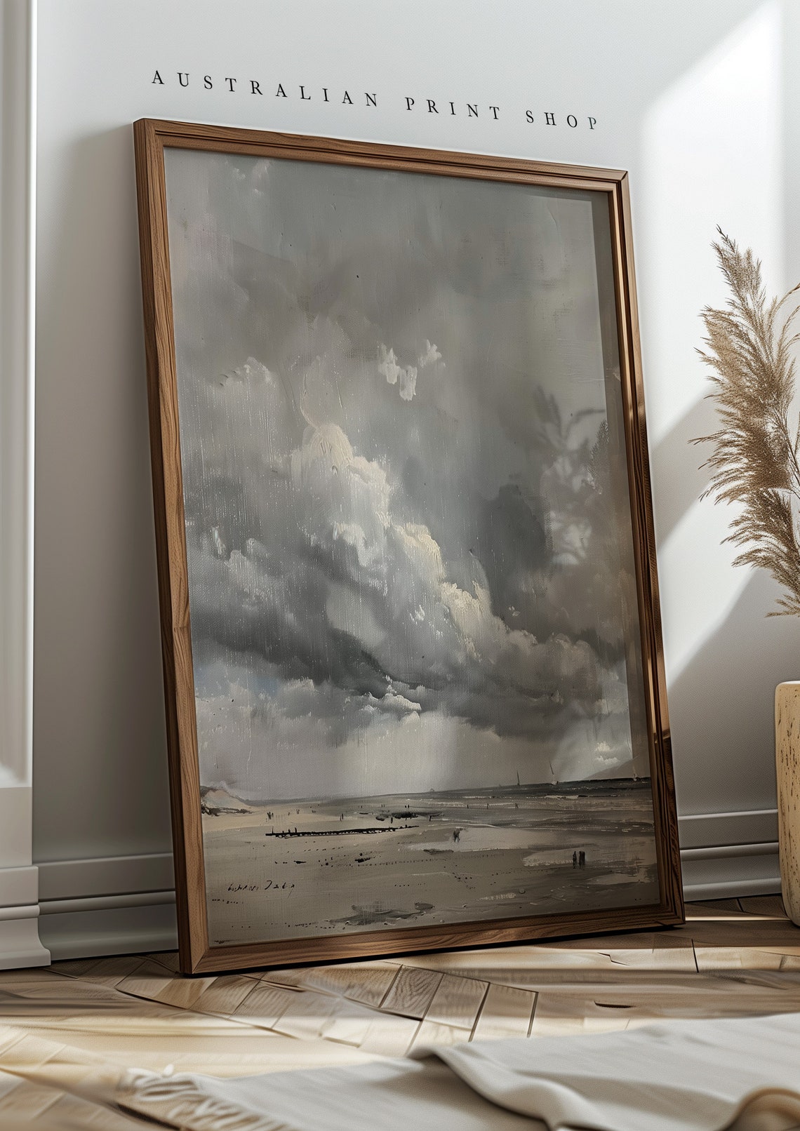 Moody Cloud Painting Soft Neutral Tones Beige Art Coastal Pastel Sky Painting Minimal Artwork Winter Beach Print - Image 6