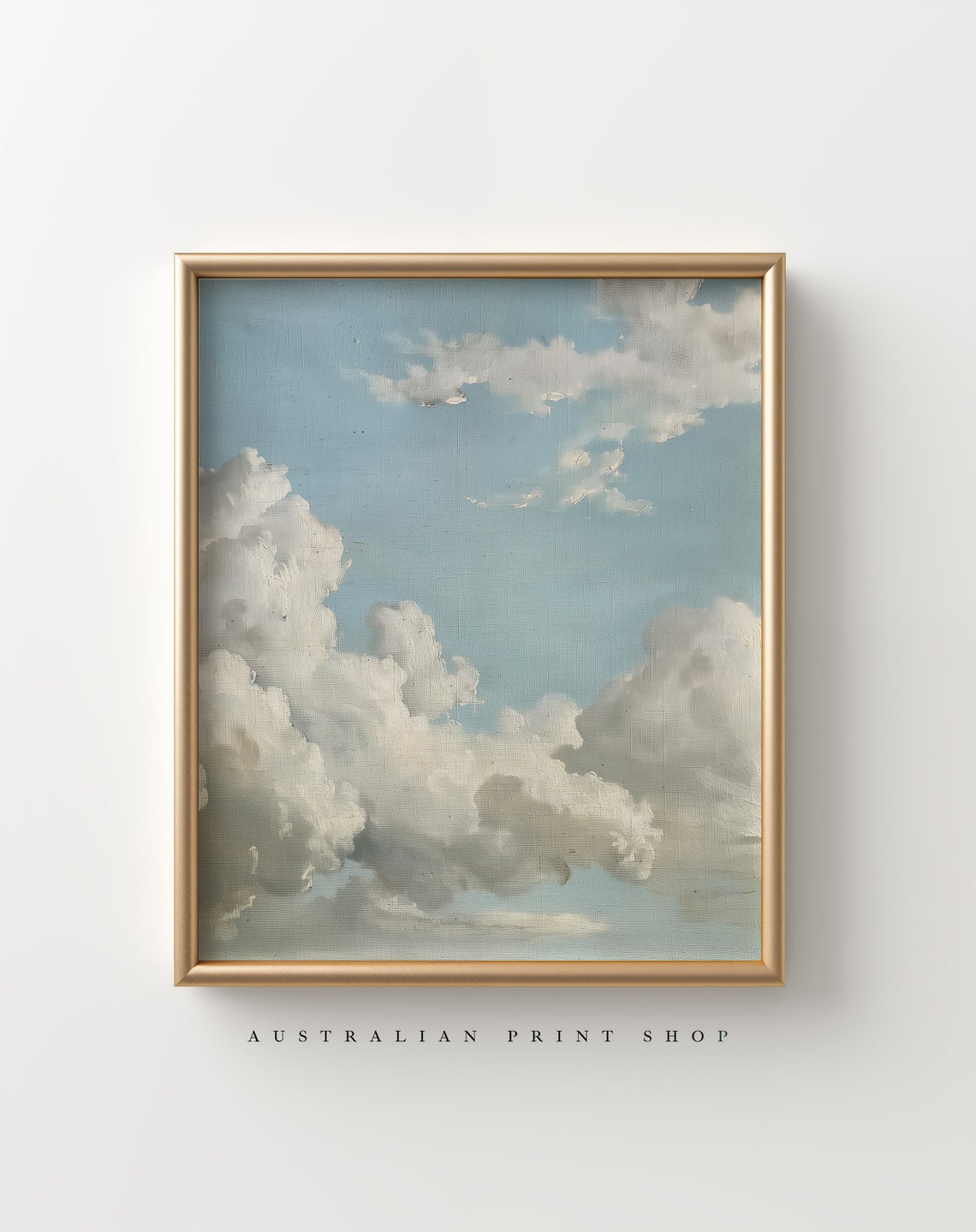 Neutral Cloud Painting Vintage Cloud Print Muted Sky Print Nursery Art Country Farm Art - Image 2