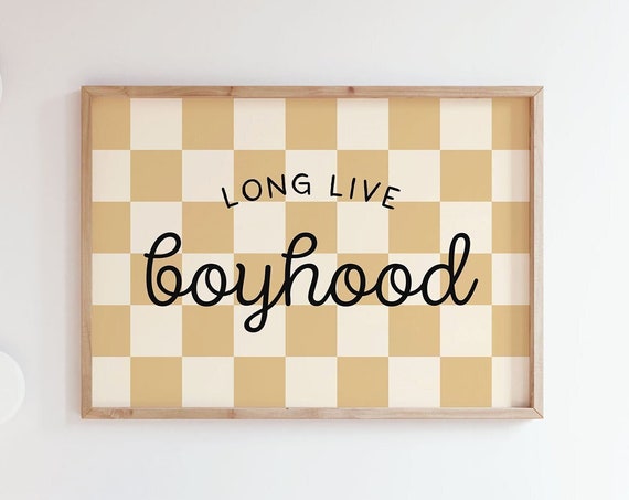 Long Live Boyhood Kids Room Checkerboard Art Print