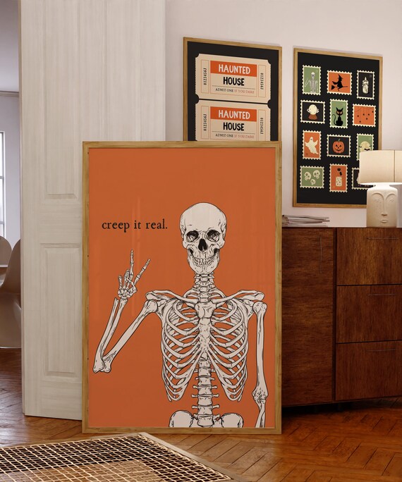 Creep It Real Skeleton, Cute Halloween Retro Spooky Decor