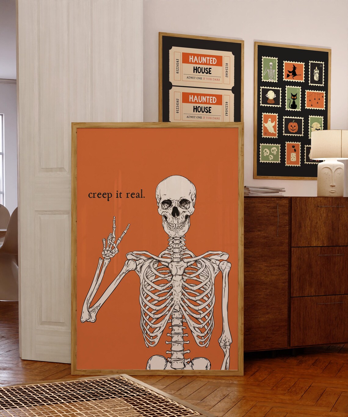 Creep It Real Skeleton, Cute Halloween Retro Spooky Decor