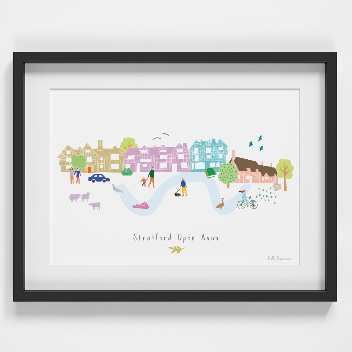 Stratford-upon-Avon Skyline Landmarks Art Print