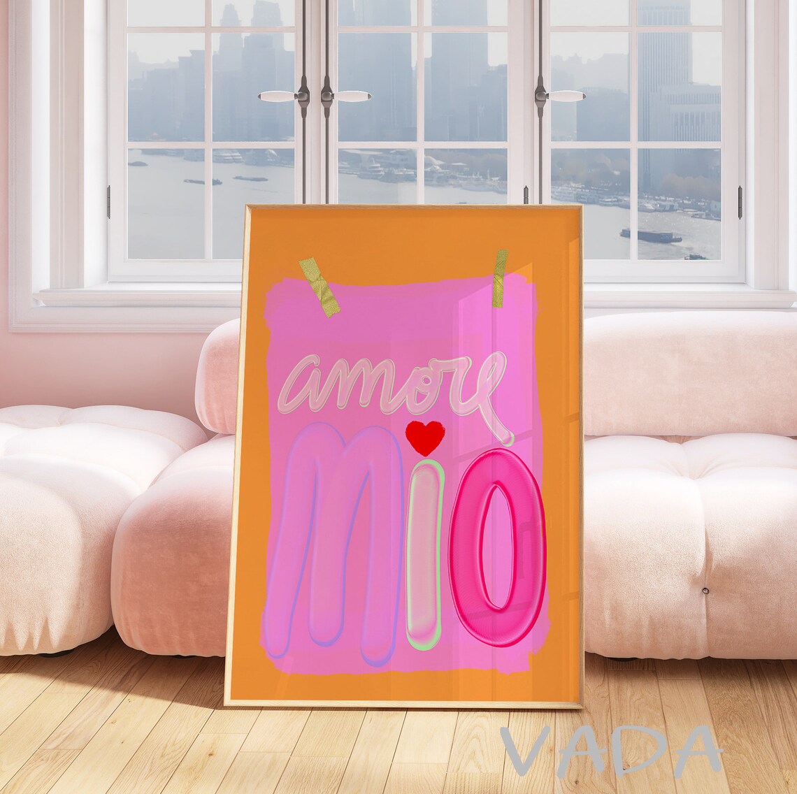 Amore Mio Trendy Quote Art Print, Colorful Wall Art - Image 3