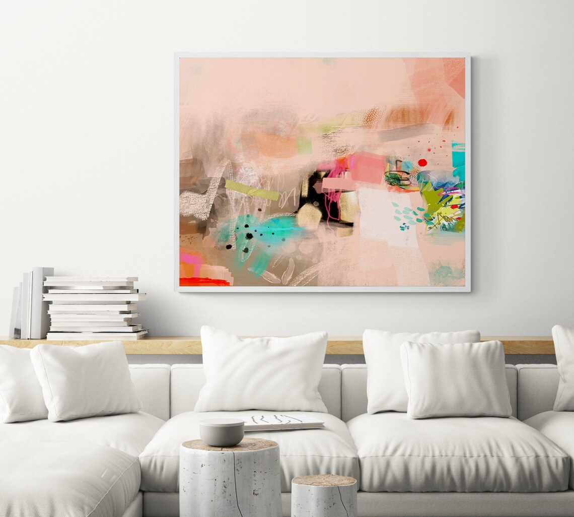 Light Coral Abstract Painting, Modern Art Print - Image 3