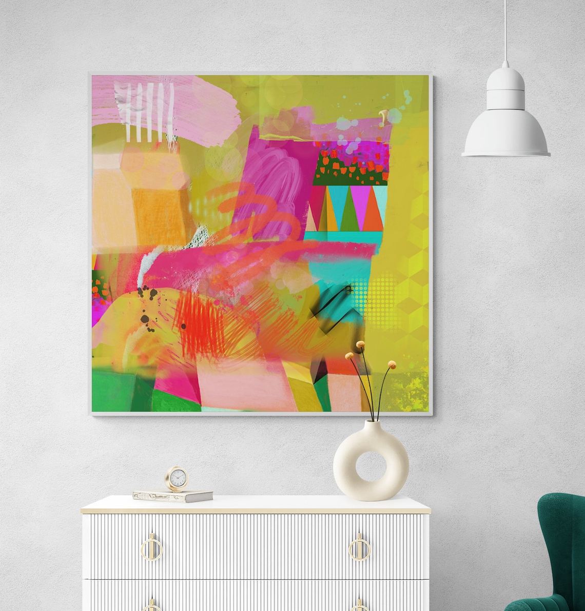 Colorful Abstract Art Green Orange Instant Wall Art Modern Wall Decor Abstract Painting - Image 5