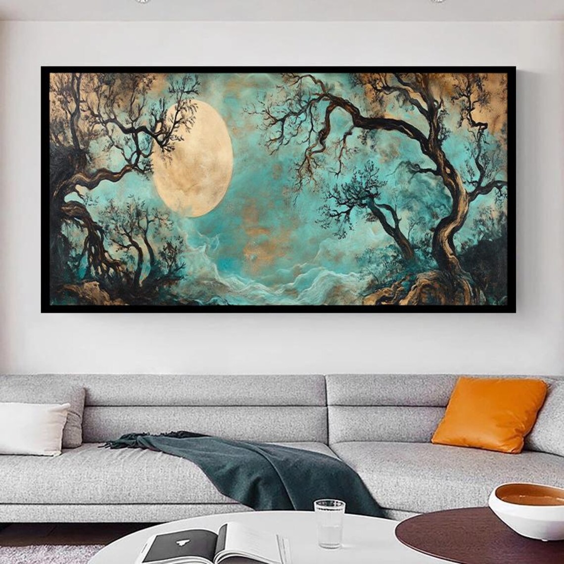 Full Moon Forest Art Print, Mystical Landscape
