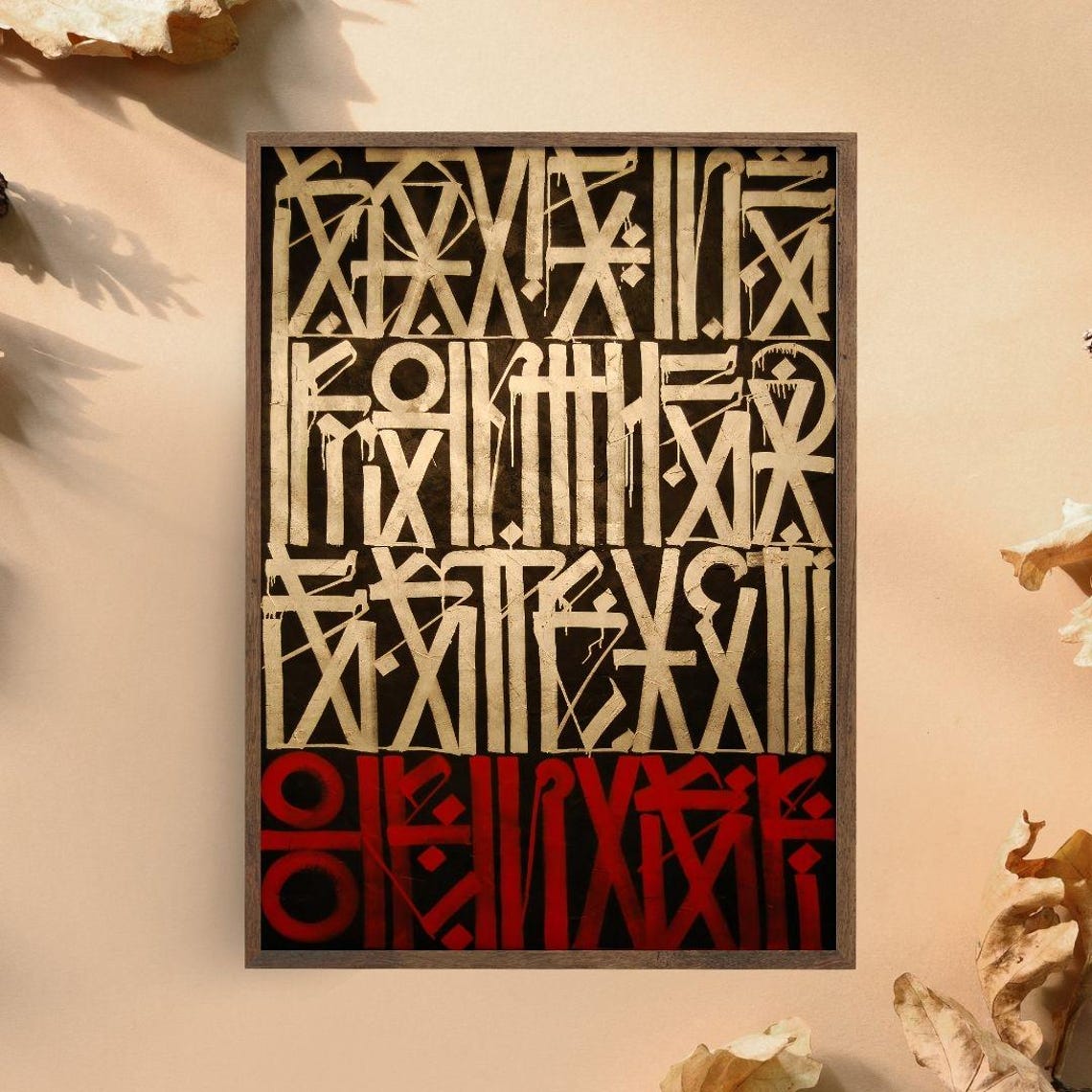 Bold Graffiti Calligraphy Typography Art In Black Cream And Red Poster