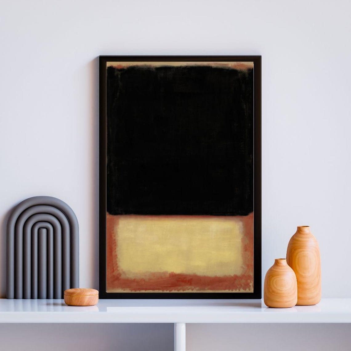 Black Yellow Abstract Color Block Minimalist Rothko Inspired Art Print - Image 2