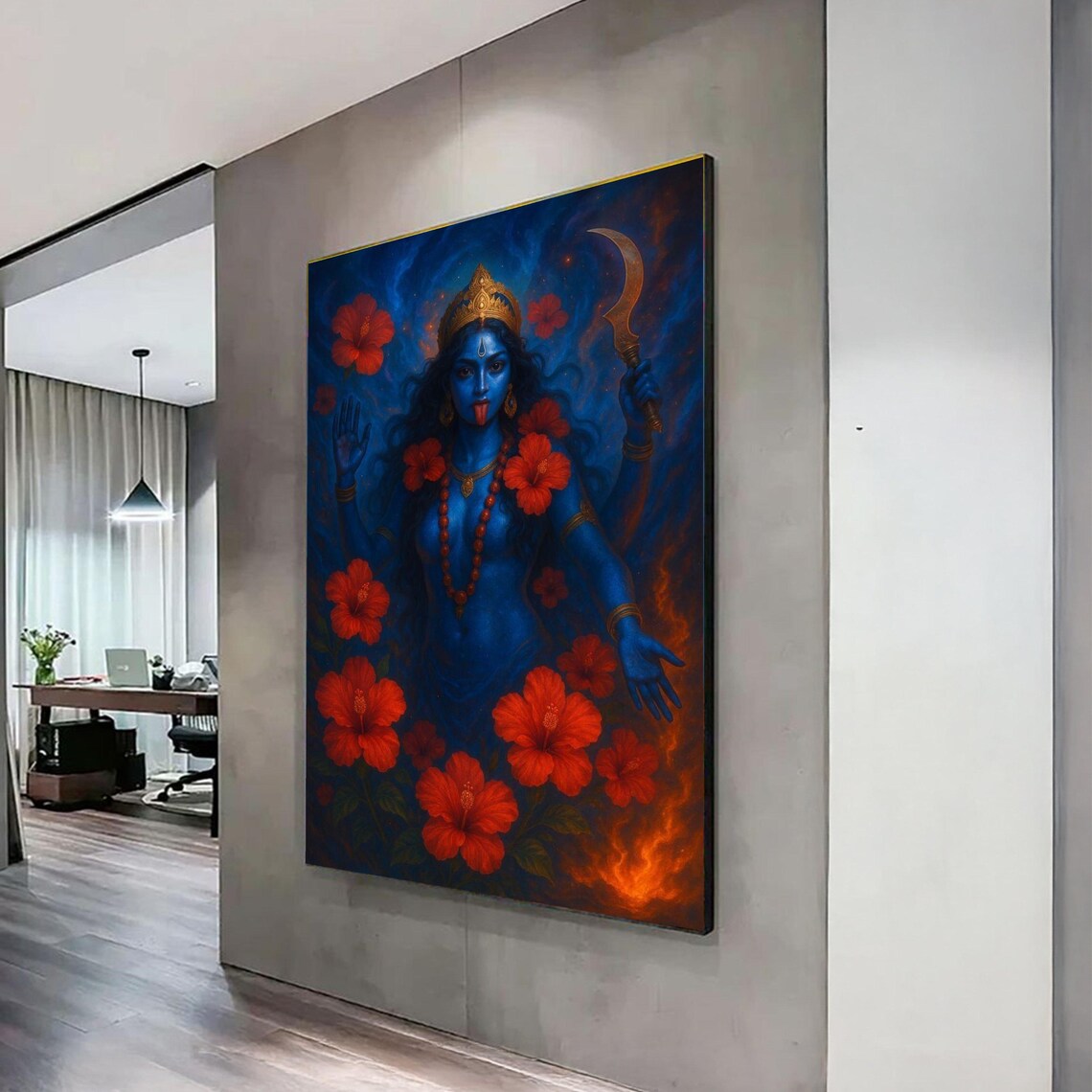 Kali Goddess Art Print, Hindu Mythology Painting