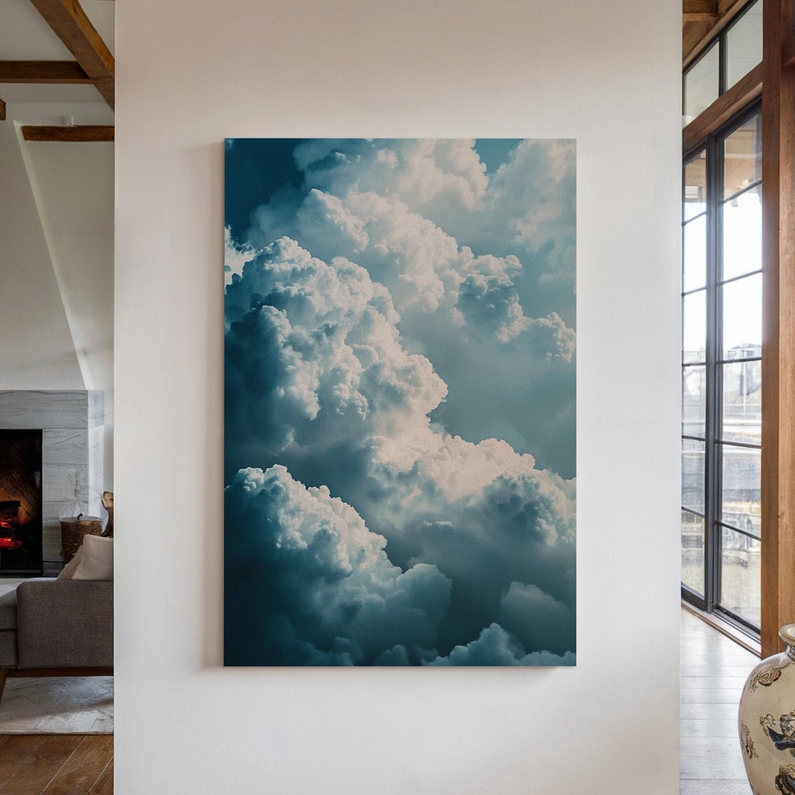 Billowing Cloudscape Print Dreamy Sky Wall Art Atmospheric Nature Photography Ethereal Cloud Formation Serene Blue Decor