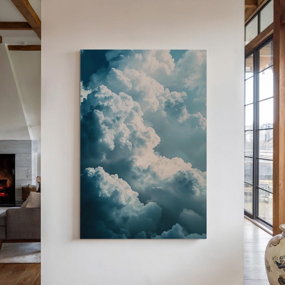 Billowing Cloudscape Print Dreamy Sky Wall Art Atmospheric Nature Photography Ethereal Cloud Formation Serene Blue Decor