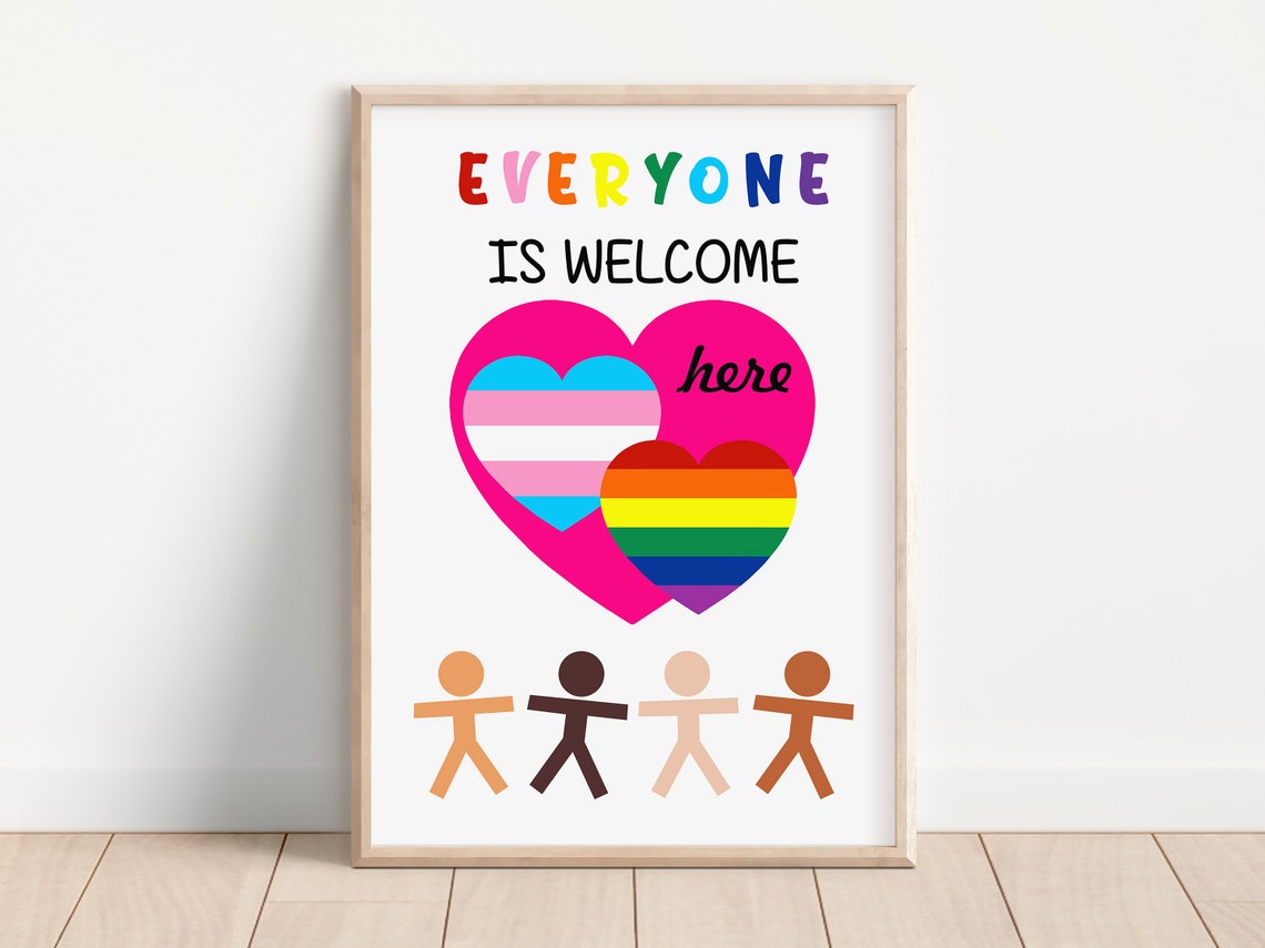 Everyone Is Welcome Here Diversity Inclusion Classroom Therapy Poster