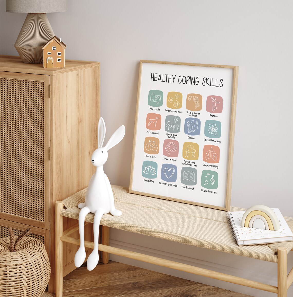 Healthy Coping Skills Poster, Mental Health Grounding - Image 3