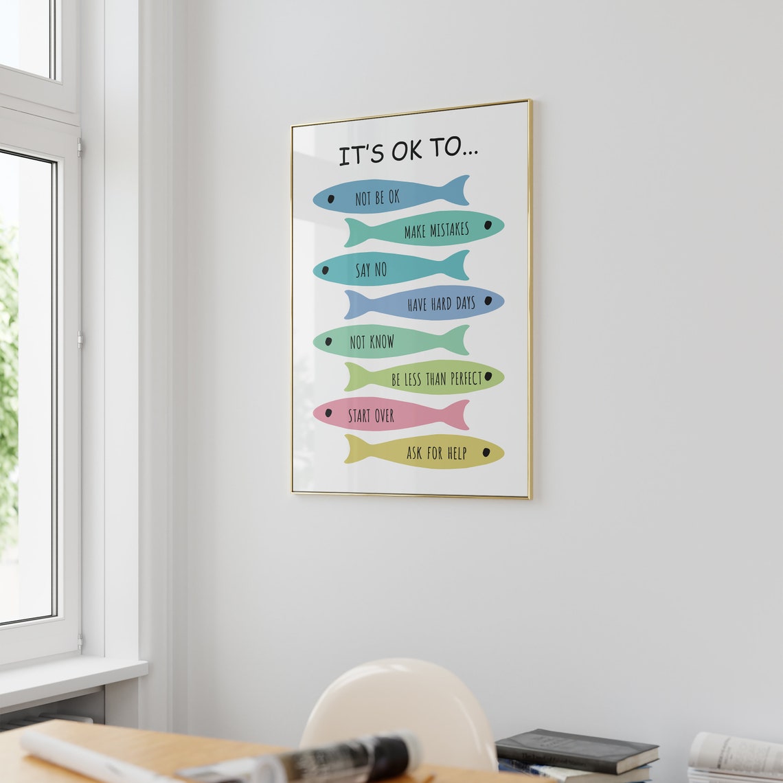 It's Ok To Make Mistakes Colorful Fish Classroom Counselor Poster - Image 2