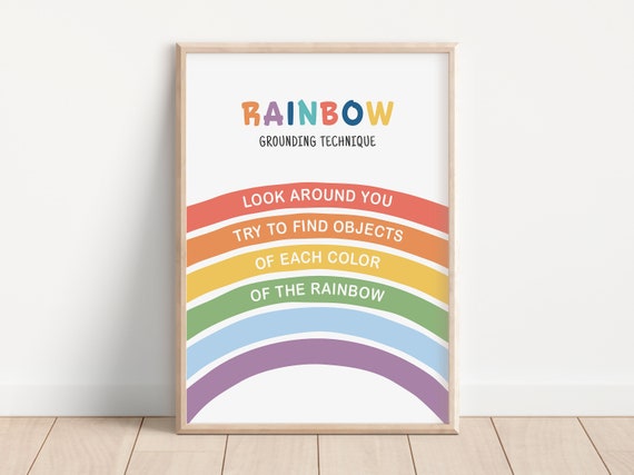 Grounding Technique Rainbow Anxiety Grounding Poster Mental Health Calming Corner Calm Classroom Kids Psychology
