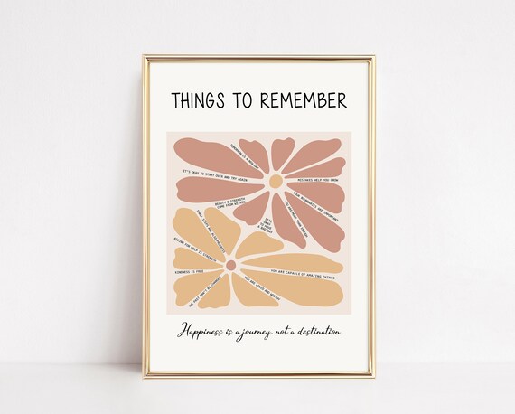 Things To Remember Mental Health Art Print
