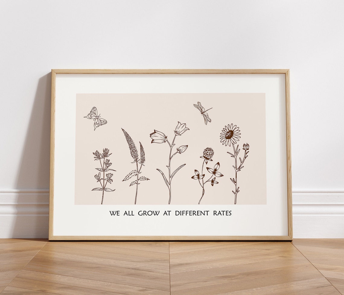 We All Grow At Different Rates Vintage Botanical Wildflowers Poster - Image 3