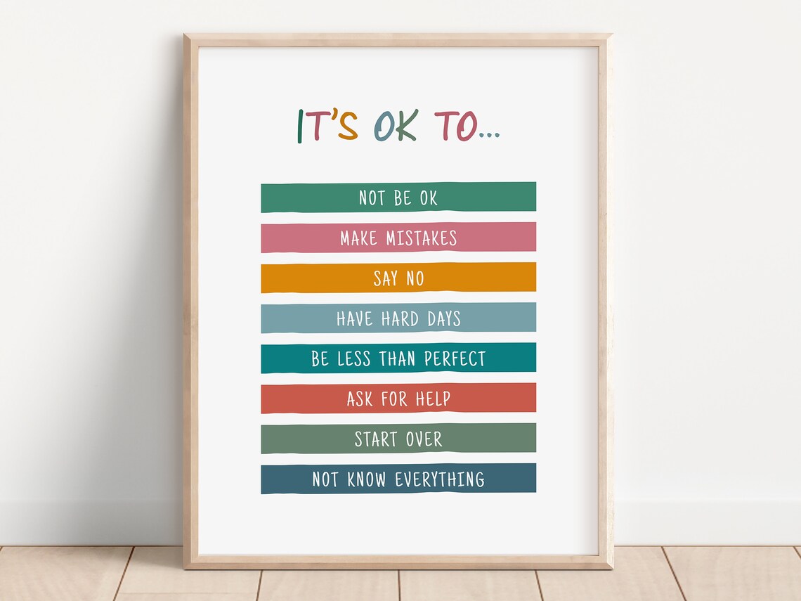 Its Ok To Colorful Affirmation Bars Mental Health Encouragement Poster - Image 2