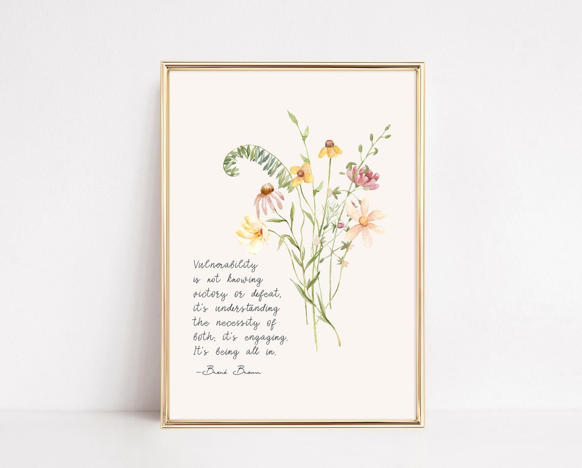 Brene Brown Vulnerability Quote Floral Watercolor Therapy Poster - Image 3
