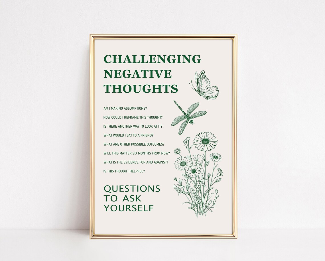 Challenging Negative Thoughts Therapy Office Art Print