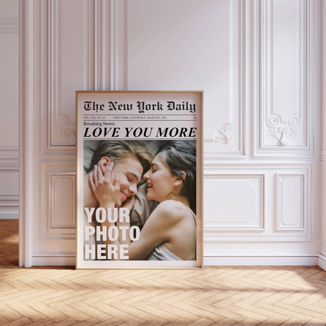 Custom Couple Photo Love You More Sweet New York Daily Poster - Image 5