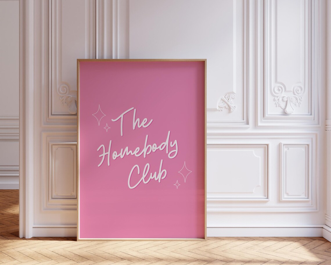 The Homebody Club Pink Script Sparkle Cozy Bedroom Quote Poster - Image 8