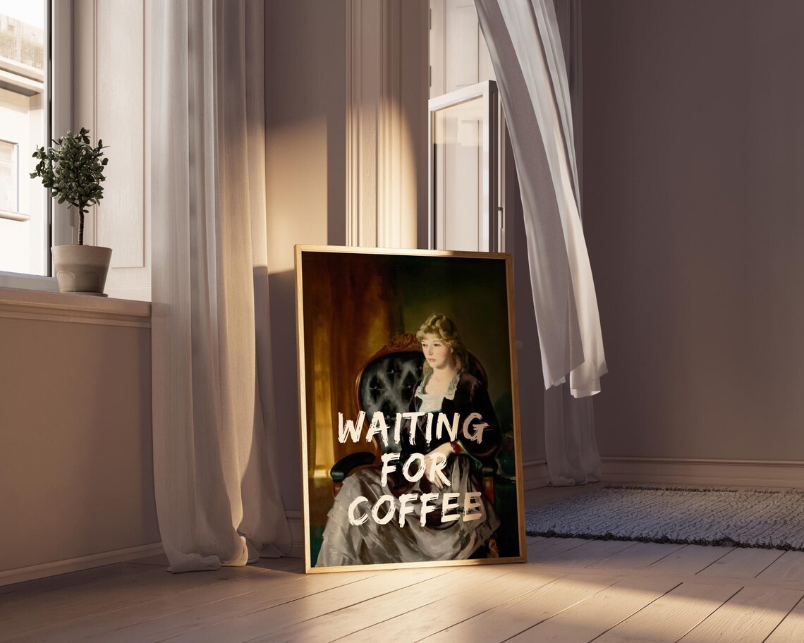Waiting For Coffee Vintage Portrait Art Print - Image 6